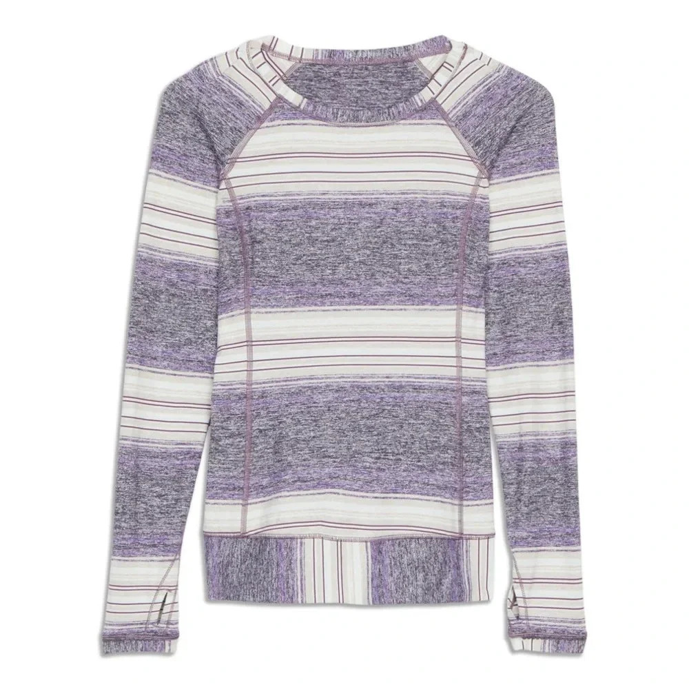 lululemon athletica Striped Long Sleeve Top in Lavender and White